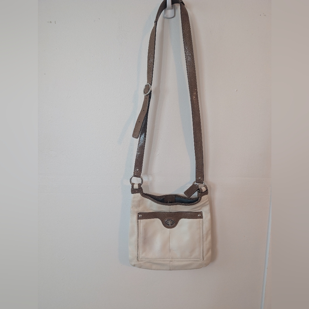 Coach Cream and Brown Crossbody Bag